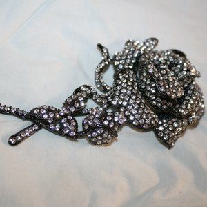 Designer oversized  Silver CZ brooch Angelique de Paris